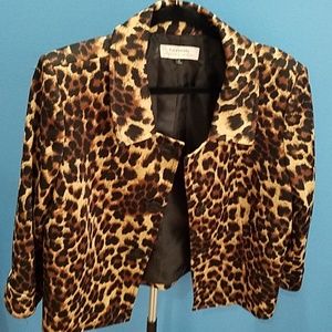 Tahari leopard print suit jacket